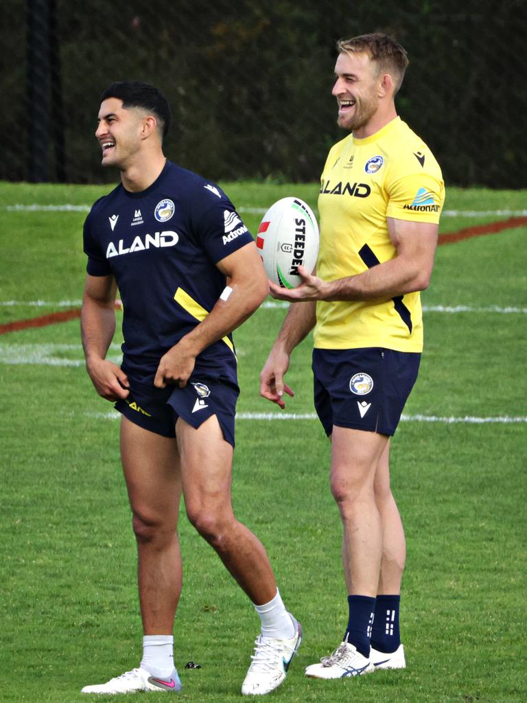 The Eels star was all smiles as he was spotted for the first time since the charges. Picture: Adam Yip