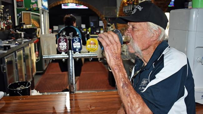 Okey Andersson enjoys a cold one at the Tattersalls Hotel in Casino after it came out of Covid lockdown.