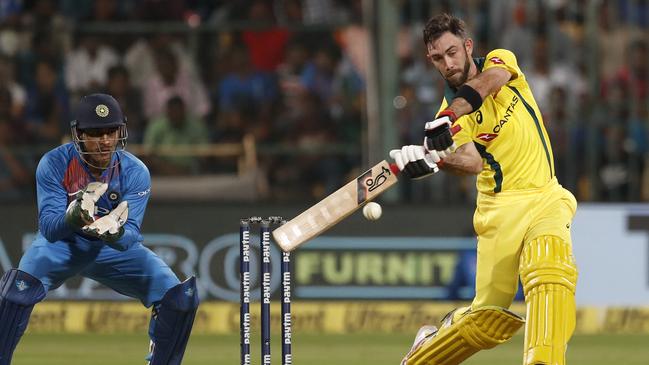 Glenn Maxwell slammed nine sixes against India (AP Photo/Aijaz Rahi)