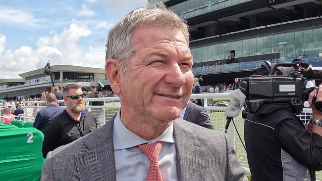 SYDNEY, AUSTRALIA - OCTOBER 01: Kris Lees looks on after winning  race 3 the Schweppes Handicap with Hosier during Sydney Racing at Royal Randwick Racecourse on October 01, 2022 in Sydney, Australia. (Photo by Mark Evans/Getty Images)