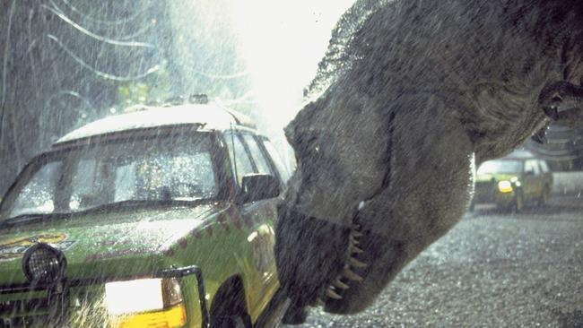 A scene from the 1993 film Jurassic Park.