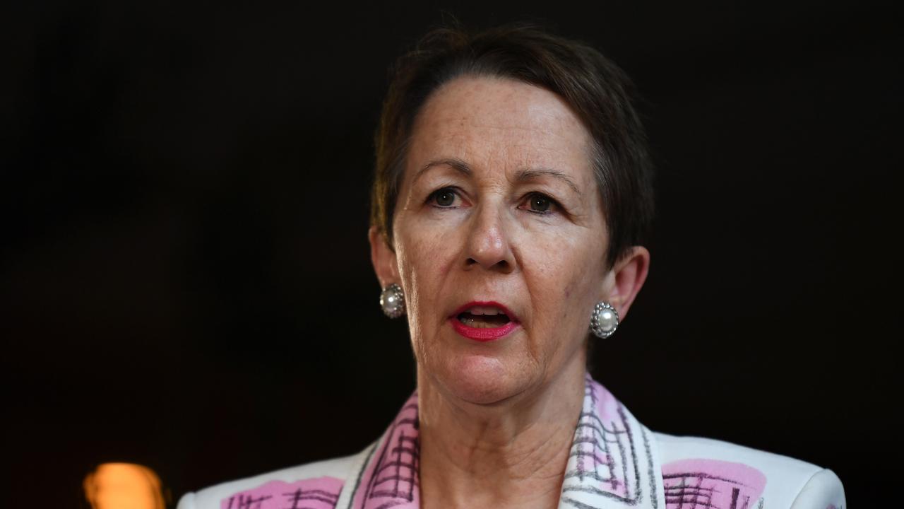 Child Safety Minister Di Farmer is seen during a press conference at parliament House in Brisbane on June 2, 2020 after the Coroner's Court handed down the finding in their inquiry into the death of 22-months old toddler Mason Jet Lee.