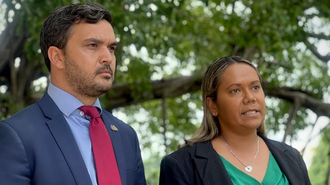 NT Deputy Opposition Leader Dheran Young and Opposition Leader Selena Uibo called on the government not to scrap the minimum alcohol floor price. Picture: Fia Walsh.