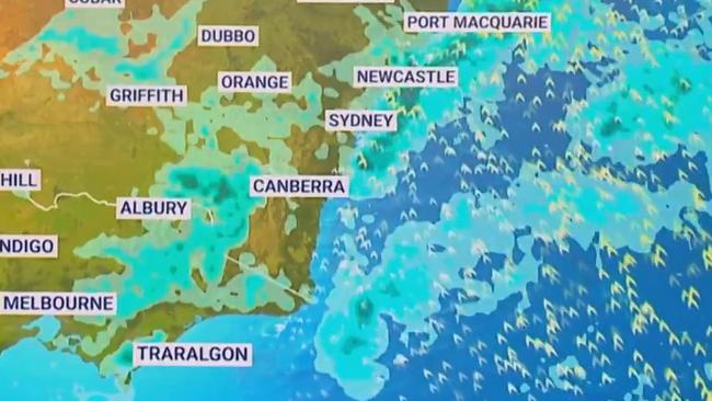 The wet weather that will hit NSW this week. Picture: Sky Weather