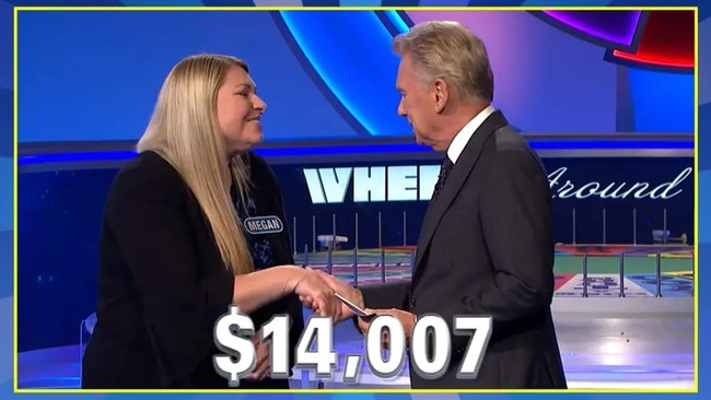 Megan took home US$14,007, but fans watching the show were enraged after saying she was robbed of US$40,000. Picture: Wheel of Fortune.