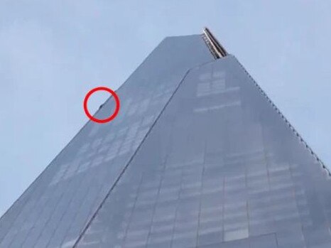 Free climber George King scales The Shard building in London. Picture: Supplied