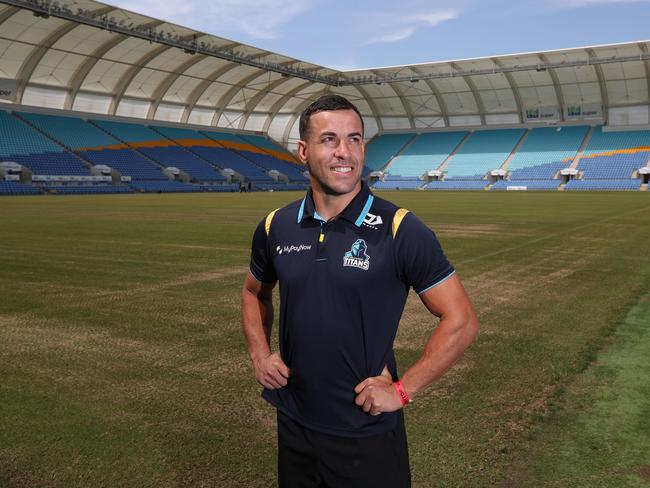 Retiring Titans rugby league player Corey Thompson at Cbus Super Stadium. Picture: Glenn Hampson