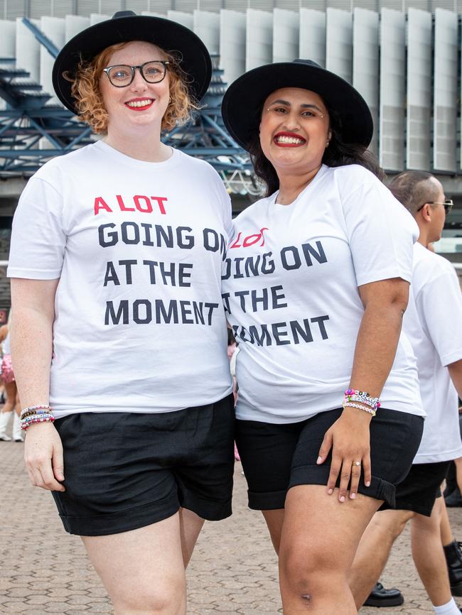 SYDNEY, AUSTRALIA - Daily Telegraph Photos February 26, 2024: Emily and Archie at Taylor Swift's The Eras Tour concert held at Accor Stadium in Sydney. Picture: Christian Gilles