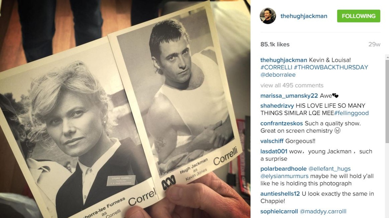 Hugh Jackman and Deborra Lee-Furness when they met on the set of Correlli. Picture: Instagram