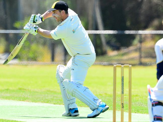 Seaford skipper Ryan McQueen on the drive. Picture: Derrick den Hollander