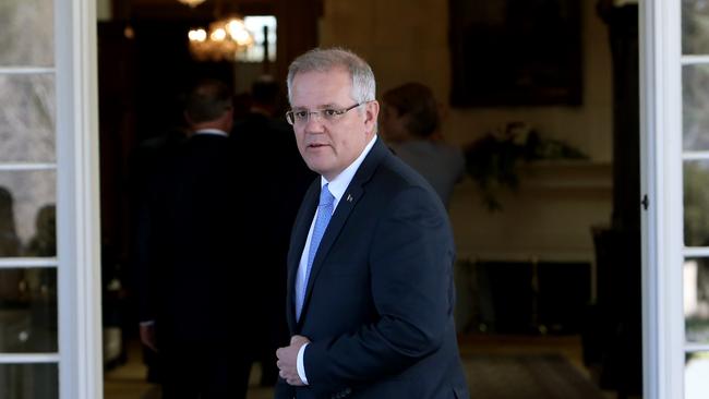 PM Scott Morrison after the swearing in ceremony with the Governor-General. Picture: Kym Smith