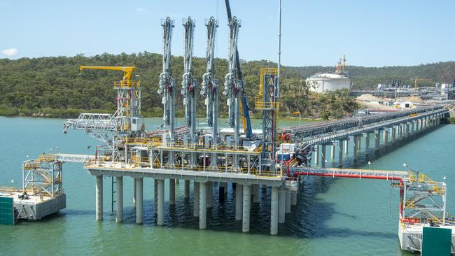 The Santos GLNG loading jetty at Curtis Island, Gladstone on November 2014.