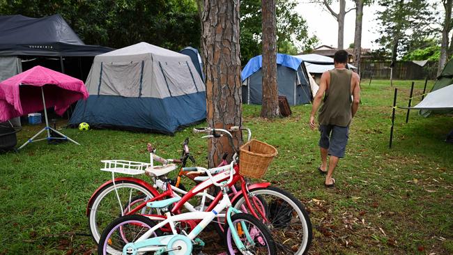 BRISBANE, AUSTRALIA - NewsWire Photos - MARCH 5, 2024.A number of tents belonging to people who are homeless at a park in Rothwell in BrisbaneÃs north. The suburb is in Premier Steven MilesÃ electorate of Murrumba.Picture: Dan Peled / NCA NewsWire