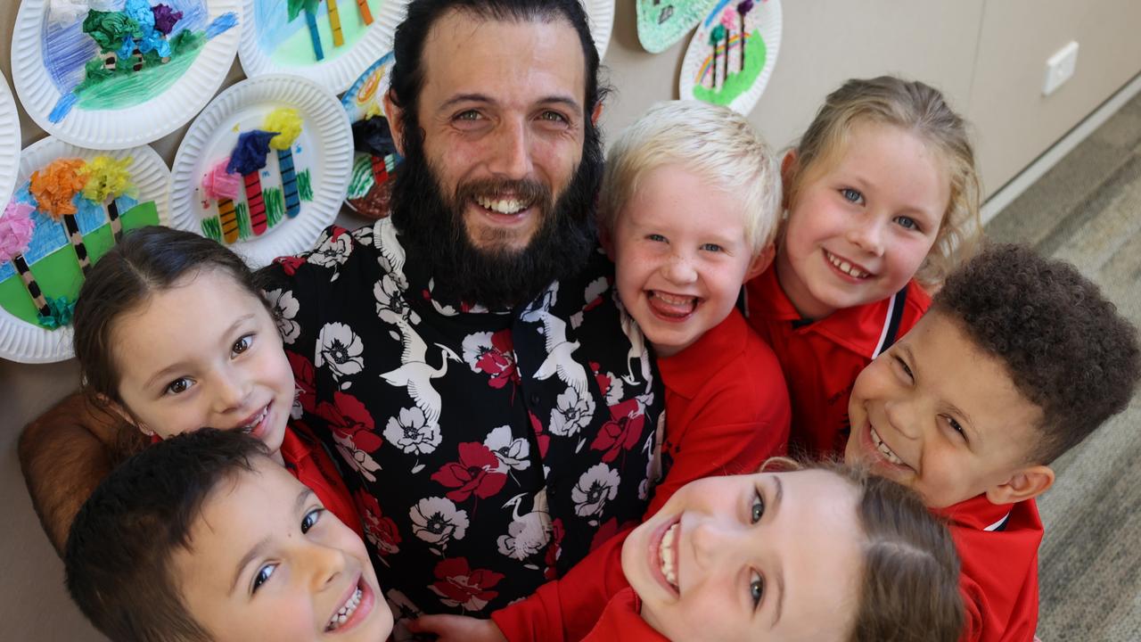 Foundation teacher at Our Lady of Pines Primary School at Donvale, Victoria, Michael Zerbi makes sure his students have a boogie and a brain break to “get the jellies out”. Picture: supplied