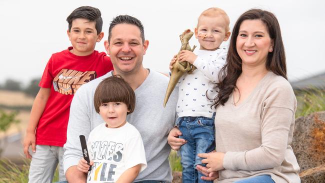 Marko, 2, with parents Jelena and Andrija and siblings Aleksa, 3, and Petar, 7. Picture: Jason Edwards