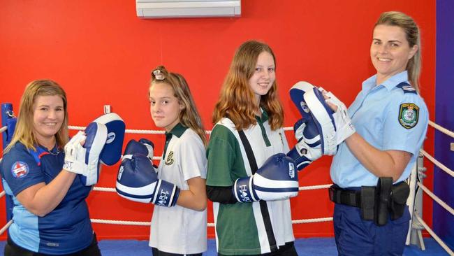 HARD HITTING: Donna Reed, Tanisha Fletcher, Tianna Collins and Senior Constable Clare Tuckett love the Fit For Life boxing classes. Picture: Michael Doyle