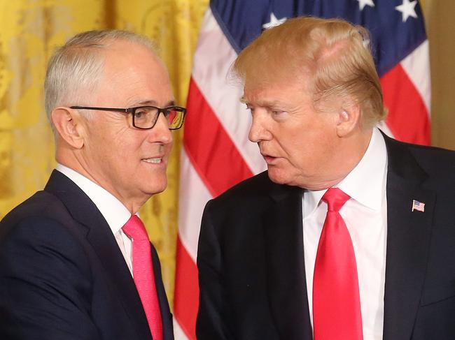 WASHINGTON DC.... US President Donald Trump and Australian Prime Minister Malcolm Turnbull hold a joint press conference in the East room at the White House in Washington DC. .   Pic Nathan Edwards