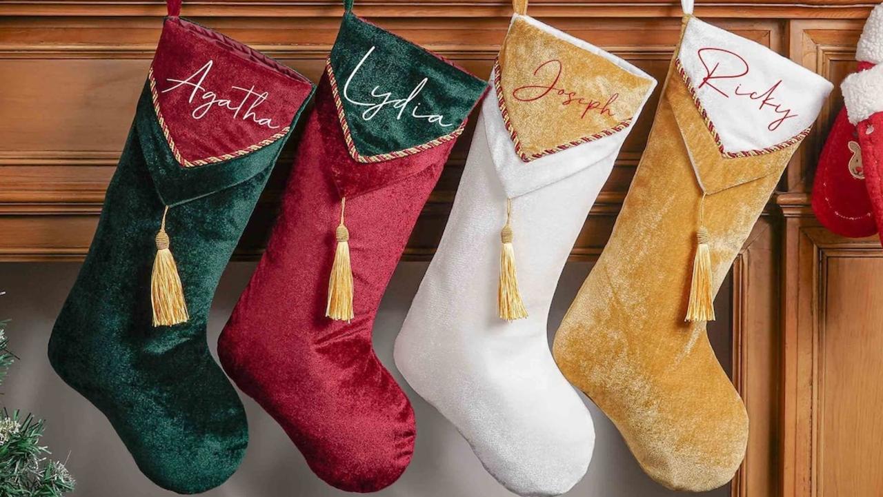 These soft-luxe velvet stockings are a stunning way to dress up your home. Picture: Etsy