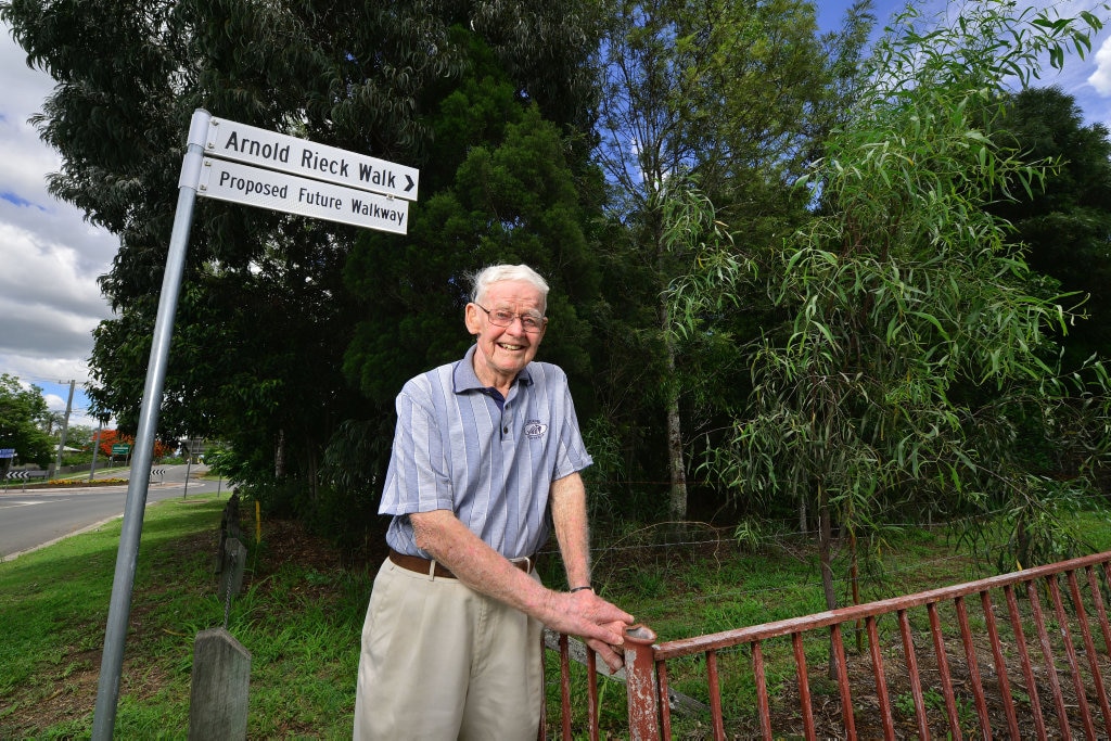 Arnold Rieck has just had a walk in Rosewood named after him. Picture: David Nielsen