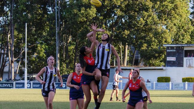 The ruck work of Demons' Sophie Springer who made her senior debut earlier this season.