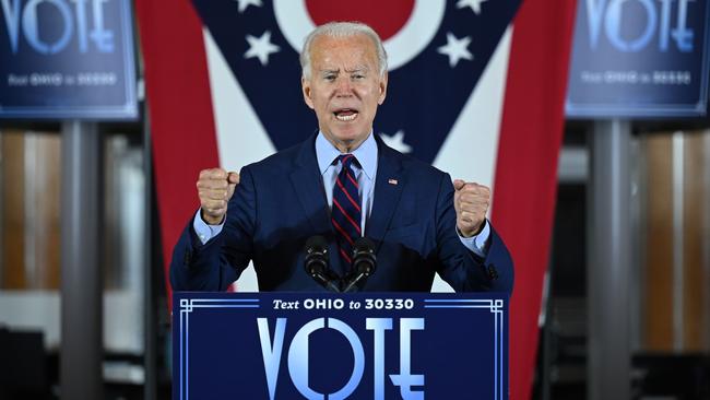 Joe Biden at a voter mobilisation event in Cincinnati, Ohio. Picture: AFP.