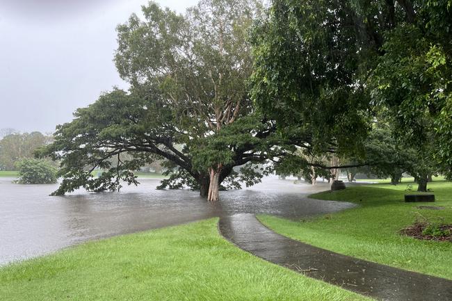 Localised flooding in North Mackay, Glenpark St at 8am on February 4, 2025. Mackay copped 150mm of rain overnight with more to come. Picture: Luke Lay