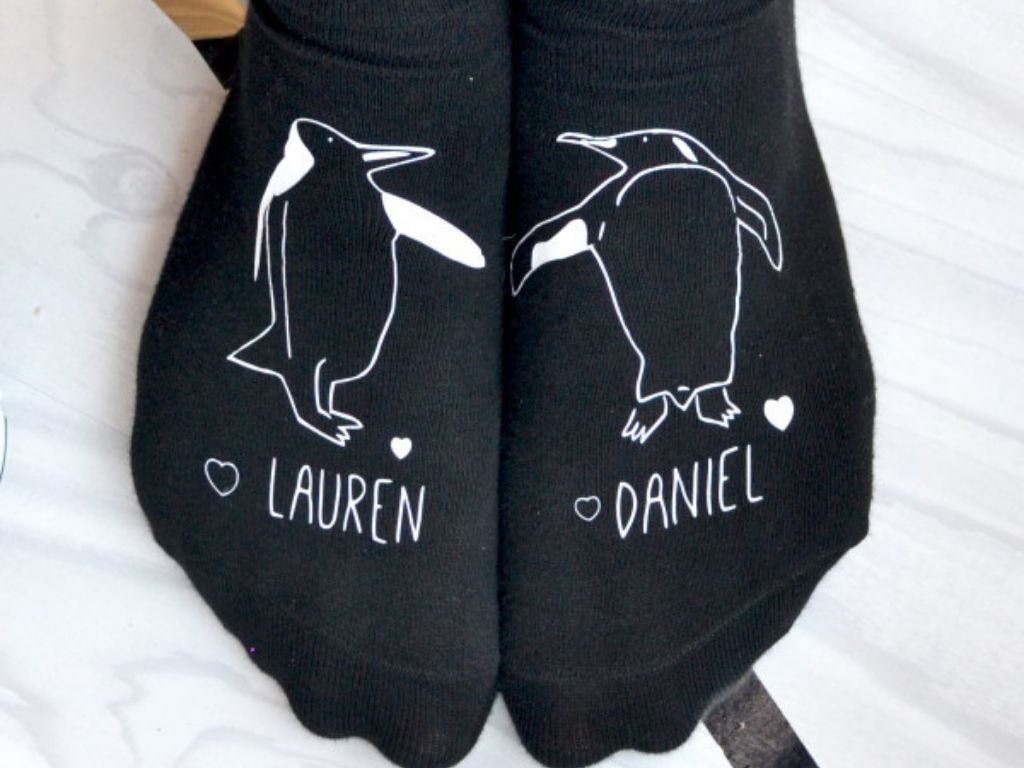 Solesmith Personalised Penguins In Love Socks