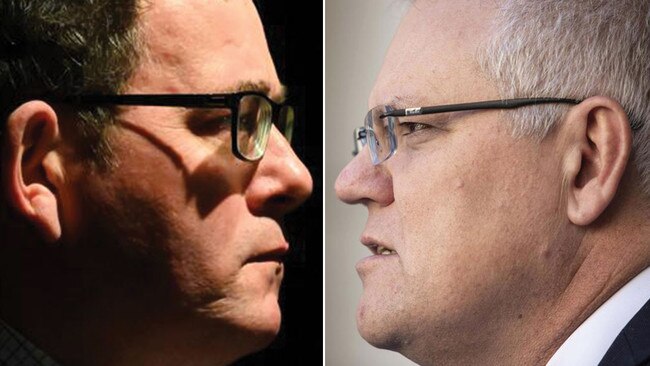 Victorian Premier Daniel Andrews, left, and Australian Prime Minister Scott Morrison. Pictures: AFP/NCA NewsWire