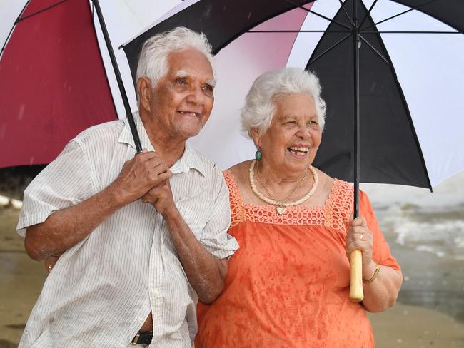 Ex Cairns to The Australian,   25.01.2019Order Of Australia Recipients -  PICS by  BRIAN CASSEY , storyIndigenous Order of Australia recipients who worked on the 1967 referendum - Alfie Neal and Ruth Wallace Hennings - brave the tropical down pour at Yarrabah where they sat and planned the vote for Australia's  indigenous population.Pic - Brian Cassey