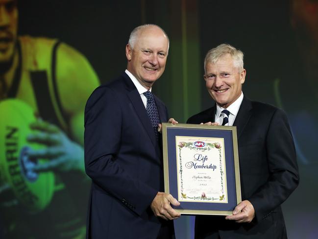 Stephen Wells was awarded Life Membership in 2022. Picture: Graham Denholm/AFL Photos