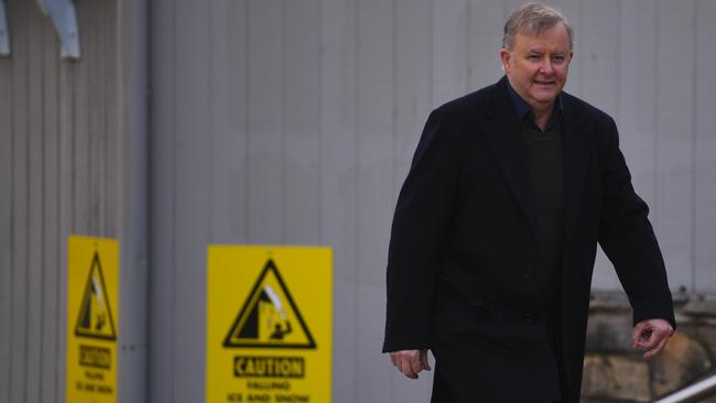 Australian Opposition Leader Anthony Albanese is seen during a visit to Thredbo on Friday. Picture: AAP