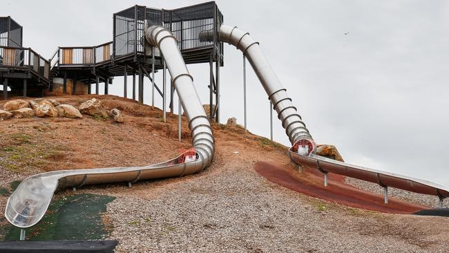 The dangerous tube slides at St Kilda Adventure Park, which are now closed. Picture: Matt Loxton