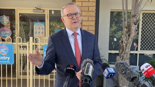 Prime Minister Anthony Albanese visiting Good Start Tweed Heads on Wednesday. Picture: Savannah Pocock