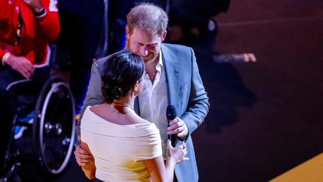 The Duke and Duchess of Sussex during the opening ceremony of the Invictus Games. Picture: Koen van Weel / ANP / AFP