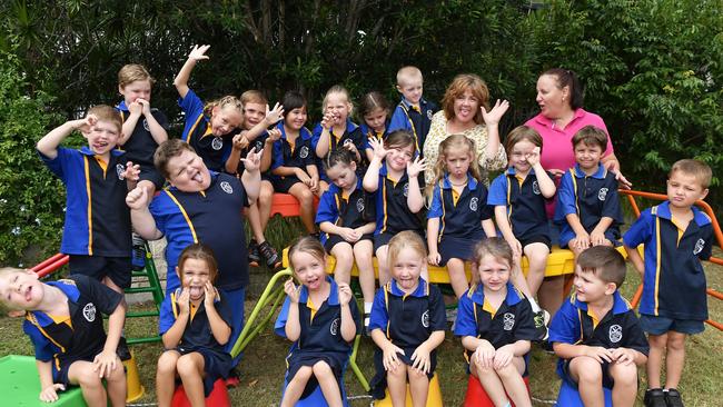 MY FIRST YEAR: Funny faces. Gympie South State School Preps. Picture: Patrick Woods.