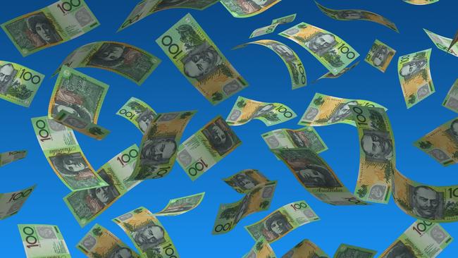 Flying Australian Dollar (isolated with clipping path) Austrlian money generic hundred