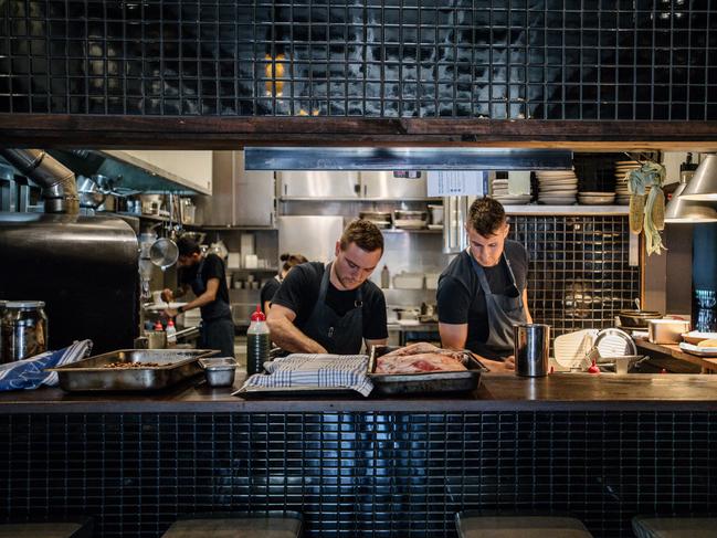 Head chef Max Sharrad, right, with his kitchen staff at Nido, Hyde Park. Photo: The Advertiser/Morgan Sette