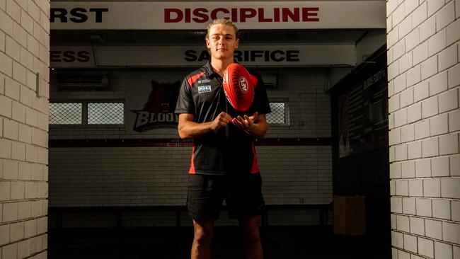 West Adelaide footballer Elliot Dunkin’s breakout year at the Bloods has earned him interest from AFL clubs. Picture: AAP/Morgan Sette