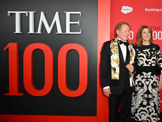 US author, diplomat Caroline Kennedy and Australian businessman Andrew Forrest attend the 2025 TIME100 gala at The Jazz at Lincoln Center in New York, April 24, 2025. TIMEâs annual TIME100 Next list recognizes 100 individuals who are defining the next generation of leadership â Artists, Phenoms, Leaders, Advocates and Innovators â poised to make the climb and in doing so, make history. (Photo by ANGELA WEISS / AFP)