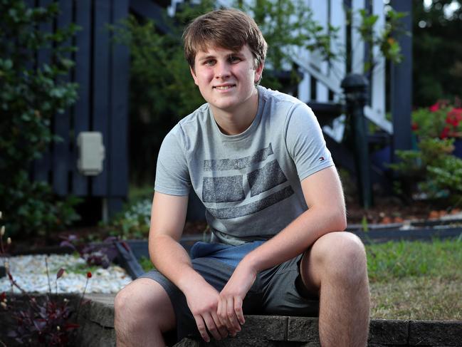 Brain cancer patient Maxwell Shearer, 16, has raised about $115,000 for research at the Queensland Children's Hospital to help other children. Photographer: Liam Kidston