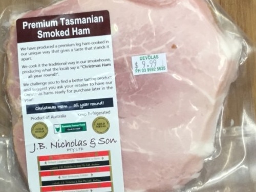 The JB Nicholas and Son smoked ham that has been recalled.