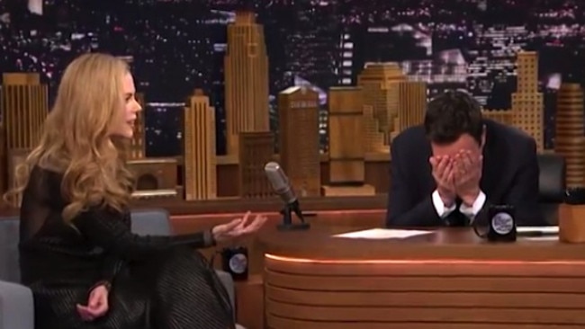Lost opportunity ... Nicole Kidman was ‘interested’ in Jimmy Fallon but all he did was put on a video game. Picture: The Tonight Show