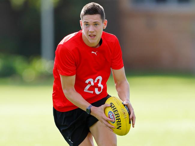 Connor O'Sullivan in action during the AFL Academy Training Session. Photo: Dylan Burns/AFL Photos