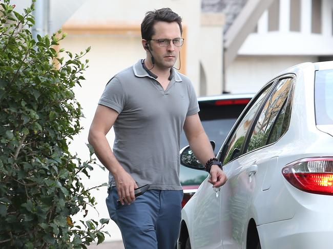 Alex Turnbull getting into a car outside his parents’ Point Piper Mansion on Thursday evening. Picture: Hollie Adams/The Australian