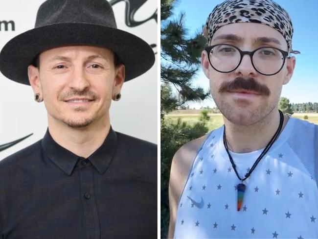 Chester Bennington and his son.