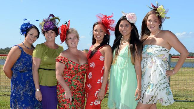 Reanna Blake of South Golden Beach, Cyndy Blake of South Golden Beach, Jacki Moon of South Golden Beach, Shantia Jones of Ocean Shores, Joanne Hagan of Brunswick Heads and Polly Shell of Ocean Shores at the Ballina Cup. Picture: Patrick Gorbunovs