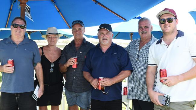 Terry Nevill, Natalie Young, Danny Jessen, Darren Henderson, Norman Kelly and Zach Henderson at Moama Bowling Club Echuca Cup. Picture: David Smith