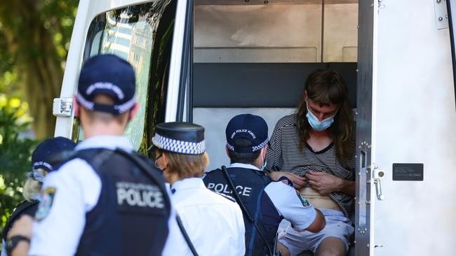 Five people have been arrested following Invasion Day protests in Sydney. Picture: NCA NewsWire / Gaye Gerard