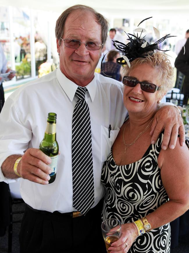 Tommy Raudonikis and Trish at the Magic Millions Summer Carnival on the Gold Coast.