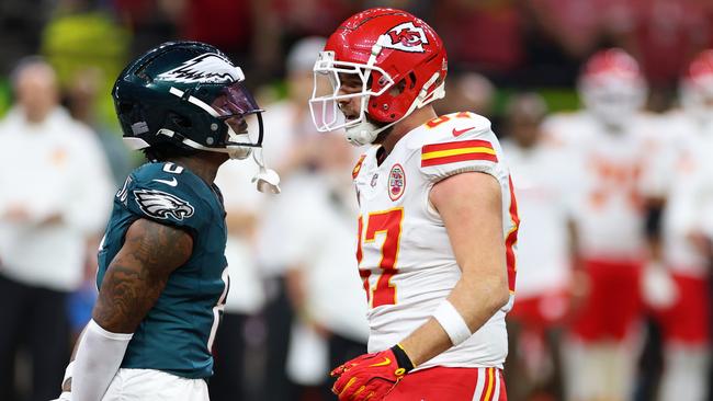 Travis Kelce (right) has had a down season by his standards. (Photo by Gregory Shamus/Getty Images)